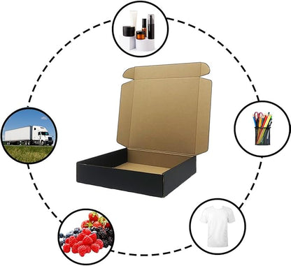 24 Pack 10 x 10x 2 Inches Shipping Boxes，Black 3 Layers Corrugated Cardboard Box, Mailer Boxes for Packaging Small Business Mailing Gifts Digest Giving Products Wrap Boxes (10''x10''x2'')