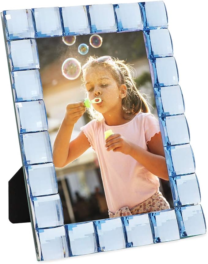 Isaac Jacobs Decorative Sparkling Light Blue Jewel Picture Frame, Photo Display & Home Décor (4x6, Light Blue)