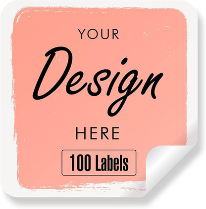 Custom Personalized Labels - Square 4"x4" Stickers With Any Design, Image, Logo, Text - Thank You Labels for Business, 100 Count