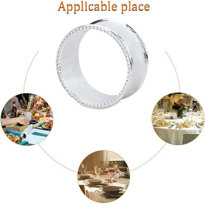 6 Pcs Stainless Steel Bead Side Napkin Rings Delicate Serviette Buckles (Silver)