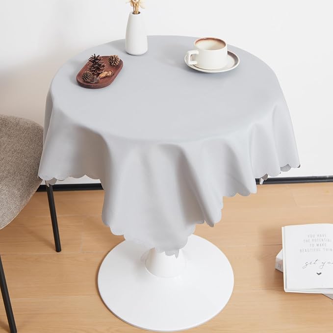 Small Square Grey Tablecloth 36 x 36 Inch Polyester Fabric Washable Table Cover Decorative Wrinkle Resistant Solid Color Table Cloth for Dining Party Wedding Camping