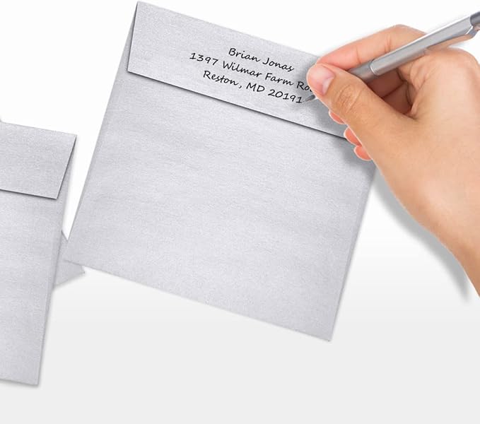 LUXPaper Square Invitation Envelopes | Peel & Press | 6" x 6" | Silver Metallic | 80lb. Text | 50 Qty