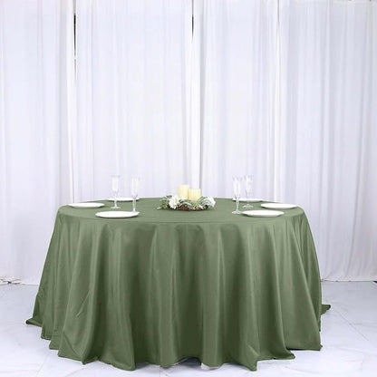 Efavormart Round Tablecloth, 132 Inch Stain & Wrinkle Resistant Washable Table Cloth, Decorative Polyester Fabric Table Cover for Banquet, Wedding, Dining- Olive Green
