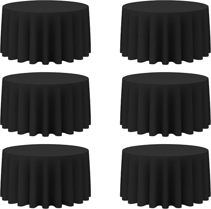 BRILLMAX 6 Pack Black Round Tablecloths 120 Inch - Circle Bulk Linen Polyester Fabric Washable Table Cloth Cover for Wedding Reception Banquet Birthday Party Buffet Restaurant