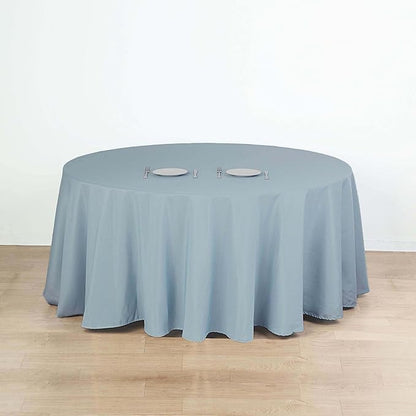 Efavormart Round Tablecloth, 132 Inch Stain & Wrinkle Resistant Washable Table Cloth, Decorative Polyester Fabric Table Cover for Banquet, Wedding, Dining- Dusty Blue