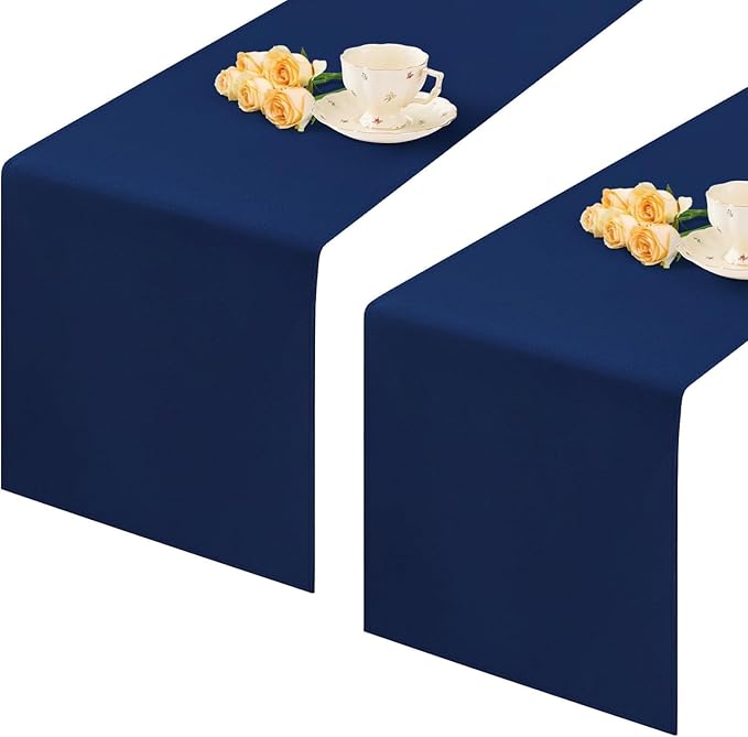 2 Pack Navy Blue Small Short Table Runner 12 x 24 Inch Solid Color Runners Coffee Table Dresser for Daily Party Home Decoration