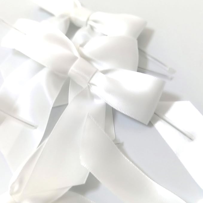 36pcs 3-1/2" White Satin Ribbon Bows with Twist Ties for Big Ribbon Bows for Gift Wrapping Packing Wedding Accessories Decoration (White)