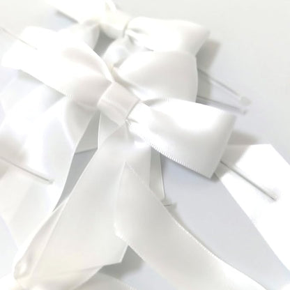 36pcs 3-1/2" White Satin Ribbon Bows with Twist Ties for Big Ribbon Bows for Gift Wrapping Packing Wedding Accessories Decoration (White)