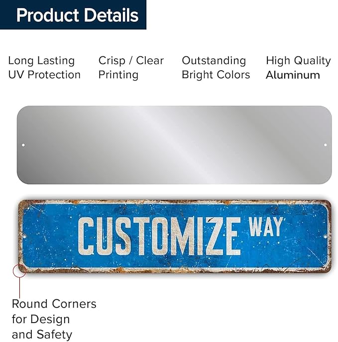 Custom Signs Outdoor Metal, Personalized Street Sign for Home Bar Wall Decor, 6x24 Inches, Indoor/Outdoor Use, Rust-Free Aluminum