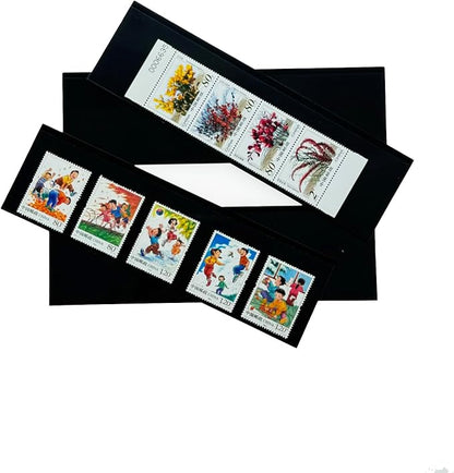 Philatelic Display Black Card Stamp Cover Stamp Collection Stamp Storage philatelic Album Stamps Collector Stamp Collecting Supplies Stamp Sleeves Stamp (1 Row Stamp Protective Cover 32 pcs)