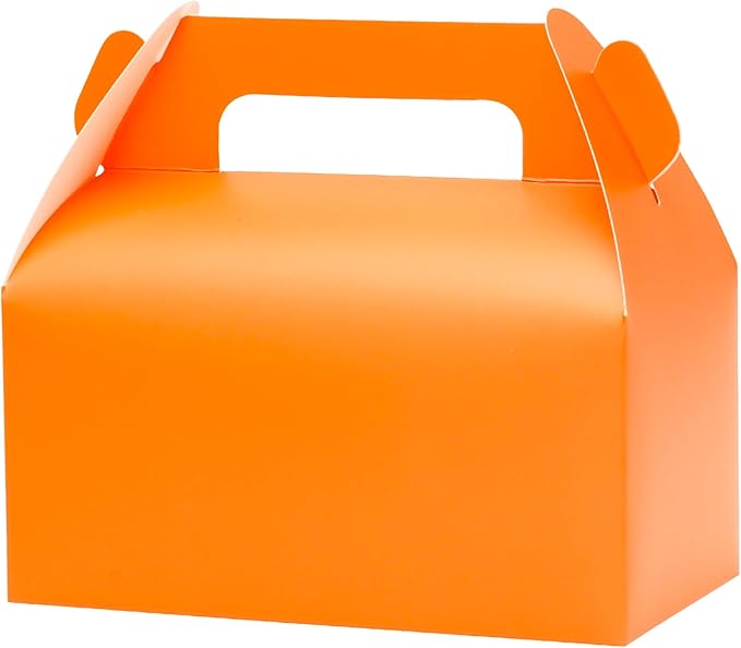 UnicoPak 30 Pack Orange Gable Treat Boxes Party Favor Goodie Bag Boxes for Candy Treats Snacks Cookie Toys for Birthday Party Special Events, 6.5x3.5x3.5 Inches