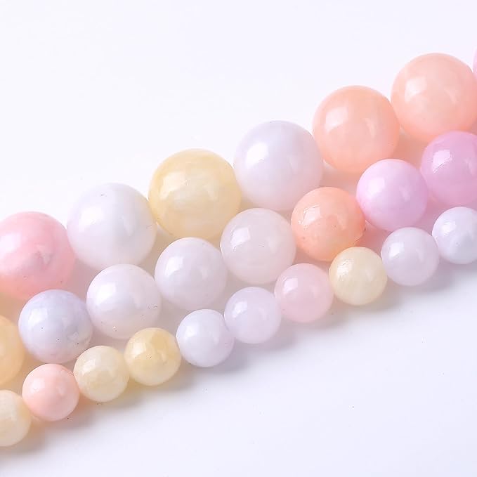 Colorful Rice Topaz Stone Beads Gemstone Round Crystal Energy Jade Beads Stone Beads for Jewelry Making DIY Bracelet Necklace Jewelry Making 1 Strand 15.5inch 4MM