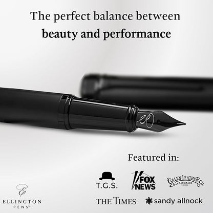Ellington Pens Luxury Fountain Pen Set - Smooth Extra Fine Nib - Includes Refillable Ink Converter, 3 Ink Cartridges, Gift Box - Fountain Pen For Writing - Calligraphy, Journaling, Sketching
