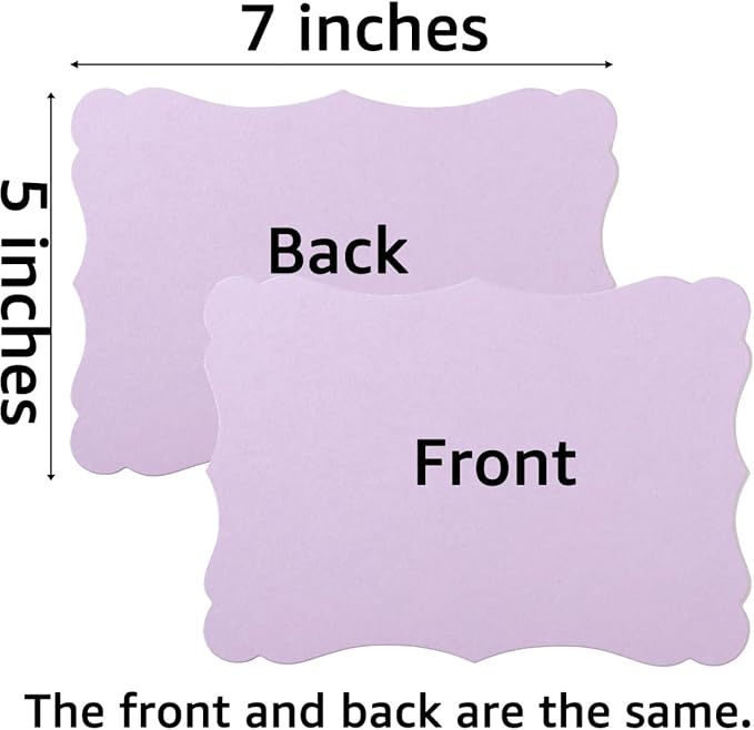 50 Pack Blank Kraft Cards Cardstock Thick Paper Brown Greeting Cards for DIY Gift Card Menus, Baby Shower and Wedding Invitations (Purple, 5 Colors, 5x7IN)