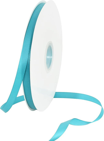 TONIFUL 3/8 Inch x 100yds Deep Sky Blue Satin Ribbon Thin Solid Fabric Ribbons Roll for Gift Wrapping Invitation Floral Hair Balloons Craft Sewing Party Wedding Decoration Valentine's Day Bouquet