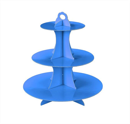 3-Tier Cupcake Stand, Cake Stand holder, Tiered DIY Cupcake Stand Tower for Dessert Table Displays, Birthday Theme Party Favors Decoration, Floral Tea Party, 12" W x 12.8" H, Blue