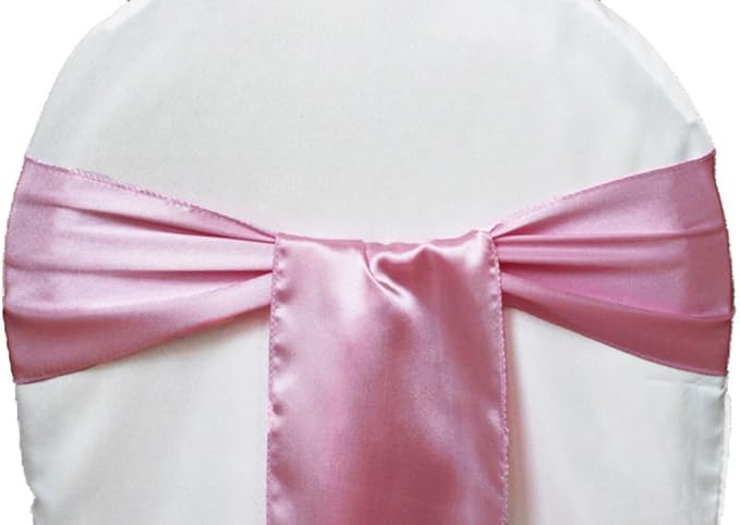 MDS Pack of 150 PCS Satin Chair Sashes Charmeuse Sateen Dining Chair Bows Ribbon Ties Back Sash for Wedding Party Birthday Home Hotel Restaurant Banquet Decoration (7 x 108 Inch, Dusty Pink)