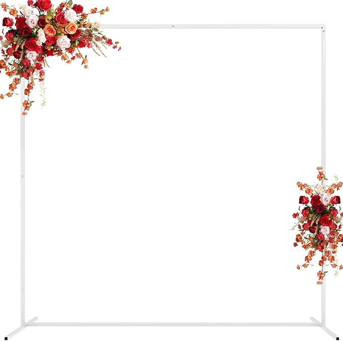 Asee'm 6.6FTx6.6FT White Wedding Arch Backdrop Stand Square Metal Rectangular Arch Frame for Ceremony Party Birthday Bridal Baby Shower Anniversary Arbor Balloon Decoration