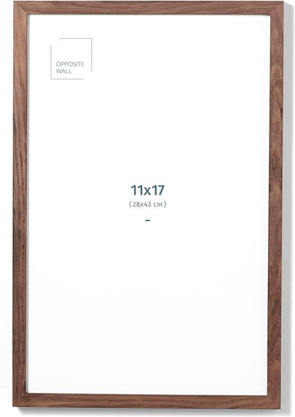 Opposite Wall - 11x17 in - Dark Solid Oak Wood Picture Frame - Lightweight, Versatile & Shatterproof - Wall Hanging Poster or Photo Frame - Wall Decor for Office, Gallery & Home