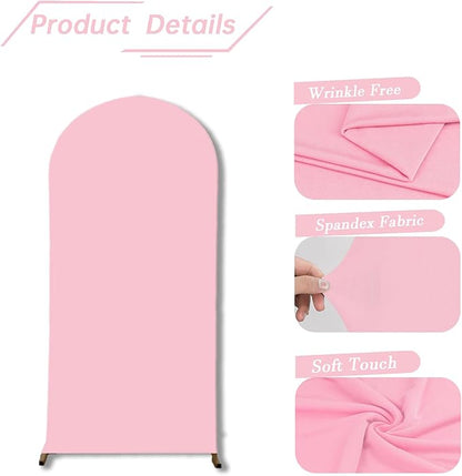 bricia Wedding Arch Backdrop Stand Cover, 6.6FT Double Sided Stretchy Arch Cover Fitted Wedding Birthday Party Banquet Decoration (Pink 79.2''Lx39.6''W)