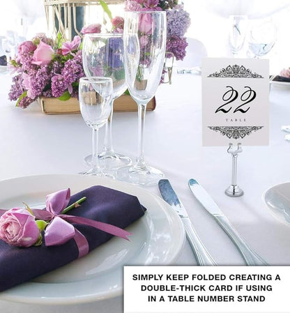 Paisley Wedding Table Numbers (Select Color/Quantity), Champagne, Black, 1-175, Double Sided, Tent or Use in a Stand, Great for Parties & Restaurants - Made in the USA