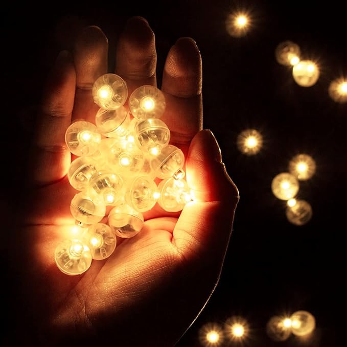 Aogist 100pcs Warm White Mini Lights with Hook,Long Standby Time Waterproof LED Balloon Light,Battery Powered,Ball Lamp for Balloon Paper Lantern Birthday Party Christmas Halloween (Matching Tag Rope)
