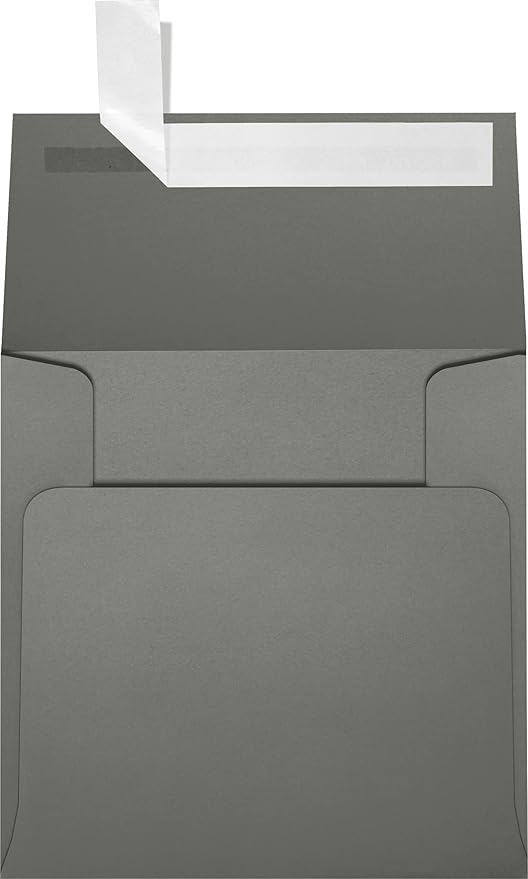LUXPaper Square Invitation Envelopes | Peel & Press | 4" x 4" | Smoke Gray | 80lb. Text | 50 Qty