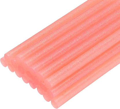 uxcell 20pcs Hot Glue Sticks for Glue Gun 7mm/0.28-inch x 4-inch Mini Hot Melt Adhesive Glue Stick Glitter Pink