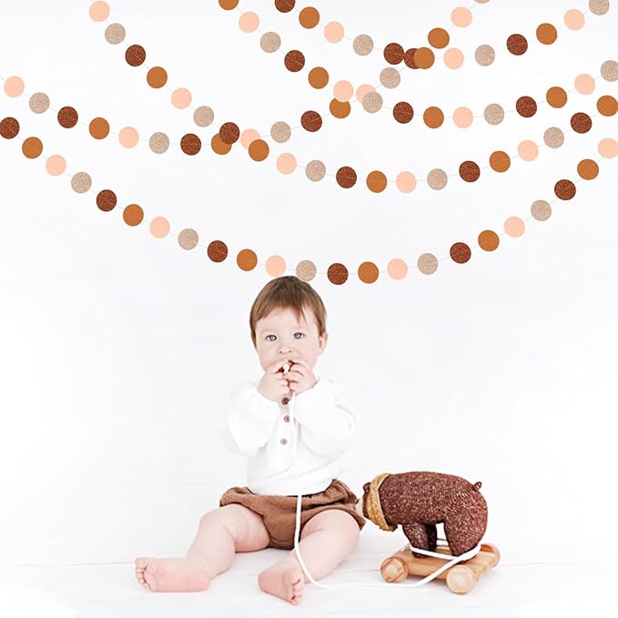 Boho Brown Rose-Gold Party-Decorations Streamers-Garland - 52ft Fall Birthday Hanging Paper Banner,Autumn Baby Bridal Showe Neutral Burgundy Wedding Bachelorette Decor Hugfond