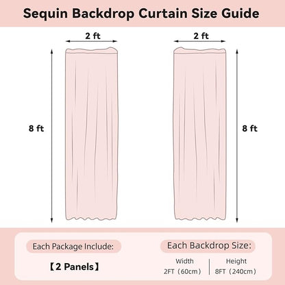 Sugargirl Pink Sequin Backdrop Curtain 2 Panels 2FTx8FT Glitter Pink Background Drapes Sparkle Photography Backdrop for Party Wedding Birthday Wall Decoration