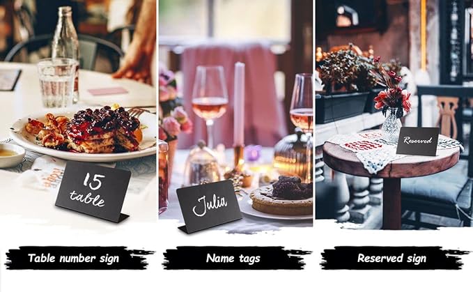 10 Pack Mini Chalkboard Signs 3x4 inch – Erasable Food Signs for Buffet - Catering - Bakeries & Parties - Small Black Chalkboard Labels - Tabletop Displays & Wedding Chalk Board Name Plates