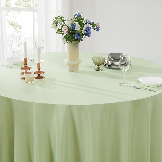 Round Tablecloth 2 Pack 90 Inch Sage Green Tablecloths Washable Decorative Linen Polyester Table Clothes Cover for Dining Table Banquets Buffet Parties and Wedding