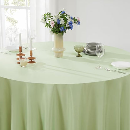 Round Tablecloth 2 Pack 90 Inch Sage Green Tablecloths Washable Decorative Linen Polyester Table Clothes Cover for Dining Table Banquets Buffet Parties and Wedding