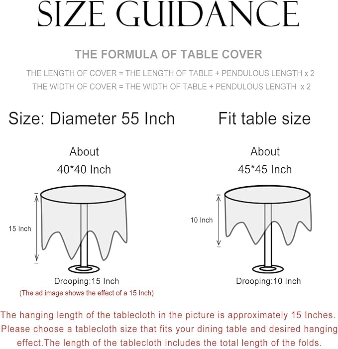 patdrea Designer Linen Vintage Tablecloth for Round Table,Anti-Wrinkle Durable Breathable French Table Cloth,Dacorative for Kitchen Dining,Party,Christmas,Thanksgiving,Diameter 55"-Cudillero