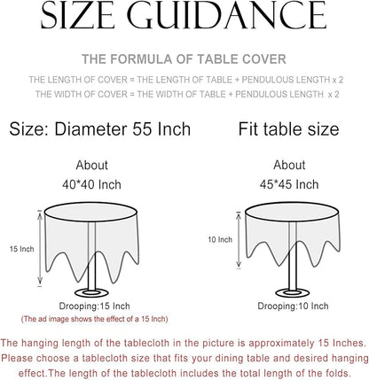patdrea Designer Blue Small Tablecloth for Round Table,Linen Leaves Pattern Anti-Wrinkle Floral Tablecloths,Farmhouse Floral Table Cover Decor for Kitchen Dining,Thanksgiving,Diameter 55"-Ivar B