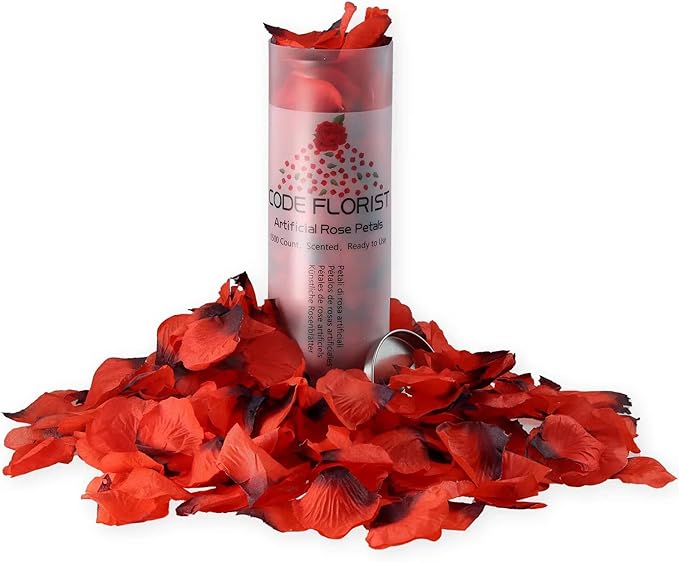 CODE FLORIST 1100 PCS Dark-Red Silk Rose Petals for Valentine's Day,Romantic Night,Wedding,Proposal Anniversary Flower Decorations(Separated,Scented)