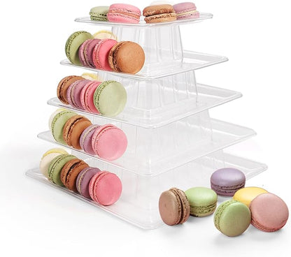 5 Tiers Square Macaron Tower Stand Cake Display Rack Cupcake Stand Desserts Display for Wedding Birthday Party Decor