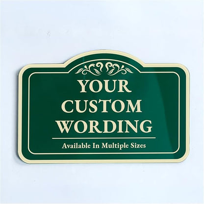 Custom Decorative Outdoor Metal Sign - Personalized Aluminum Driveway Sign, Waterproof, Made in USA - Design 1 Forest Green 12x8 In