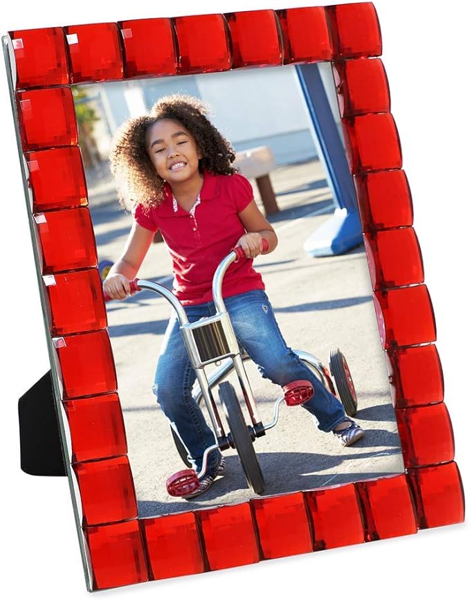 Isaac Jacobs Decorative Sparkling Red Jewel Picture Frame, Photo Display & Home Décor (5x7, Red)