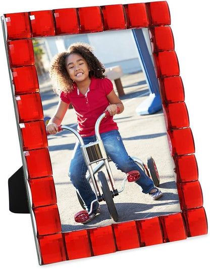 Isaac Jacobs Decorative Sparkling Red Jewel Picture Frame, Photo Display & Home Décor (5x7, Red)