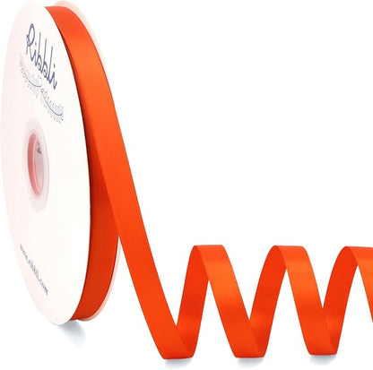 Ribbli Torrid Orange Satin Ribbon Double Faced Satin 1/2 Inch x Continuous 100 Yards-Orange Ribbon for Gift Wrapping Crafts Wedding Decoration Bows Bouquet Floral Arrangement