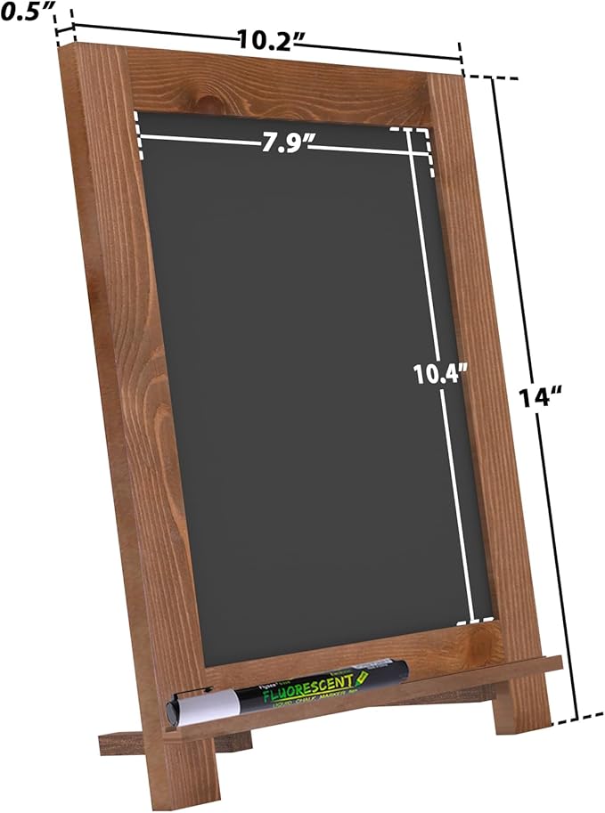 Magnetic Chalkboard 10"x14" Small Chalkboard Signs with Stand, Tabletop or Wall-Hanging Menu Board, Rustic Wood Frame Chalk Board Sign Board for Countertop Display/Home Décor/Wedding