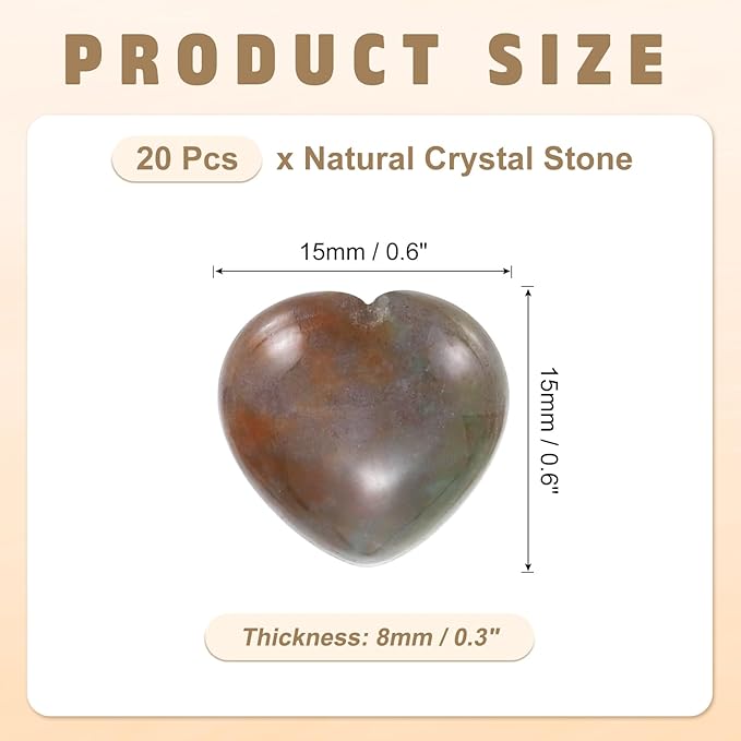 PATIKIL 20 Pcs Natural Heart Shaped Crystal Stone, 0.6 Inch Mini Polished Love Gemstone Crystal, Pocket Rock Engraved Worry Stones for Women Gifts Meditation, Gray Green