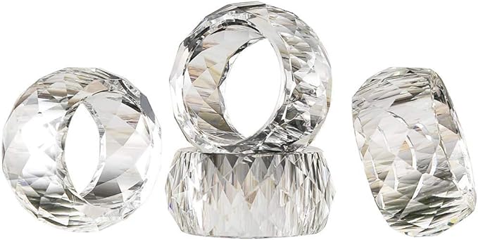 Crystal Napkin Ring Holders - 2 Inch Set of 12, Table Party Wedding Set Christmas Decorations for Dinner