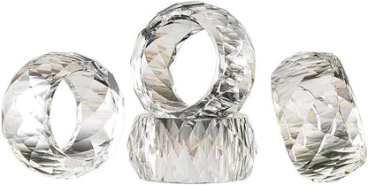 Crystal Napkin Ring Holders - 2 Inch Set of 12, Table Party Wedding Set Christmas Decorations for Dinner