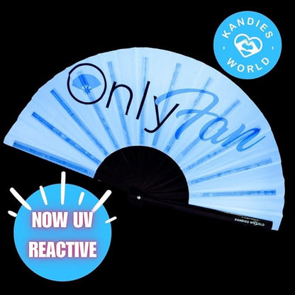 Kandies World UV Reactive Custom Festival Folding Hand Fan - Unique Designs, Made of Bamboo, Clacking Sound, Lightweight - Perfect Rave and Festival Accessory!