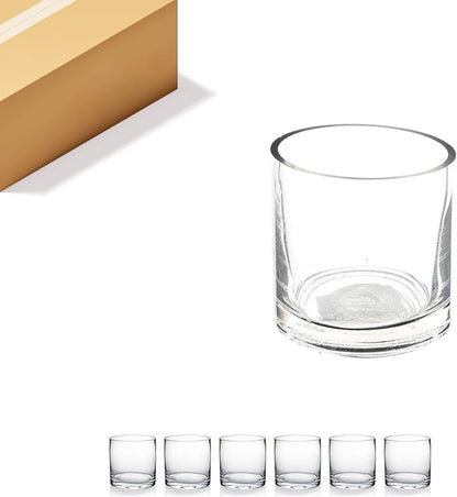 WGV Tea Light Votive Candle Holder 3x3, Clear Tiny Cylinder Glass Vase, Small Planter Terrarium for Home Accent Decor, 6 Pieces