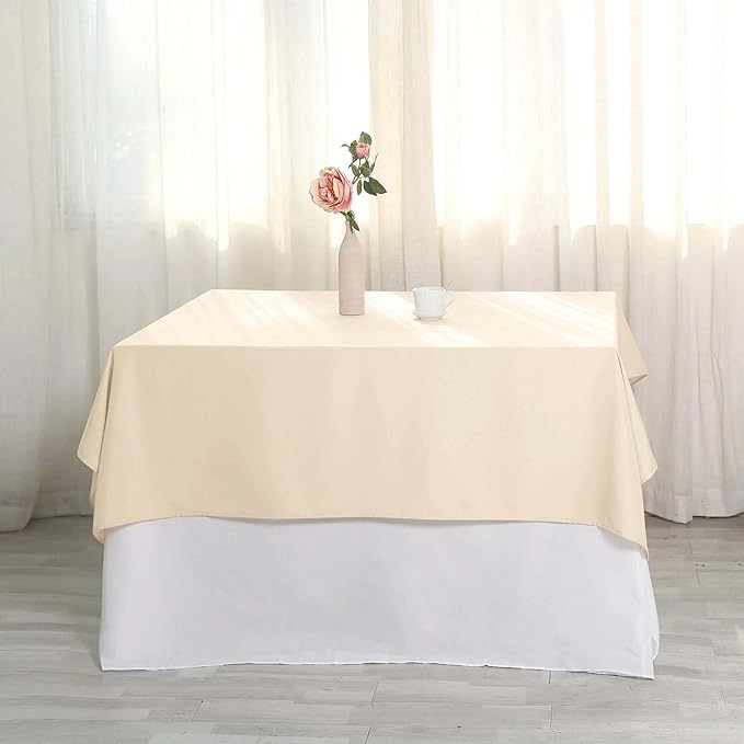 Efavormart 54x54 Beige Wholesale Linens Seamless Polyester Square Linen Tablecloth for Wedding Banquet Party Restaurant