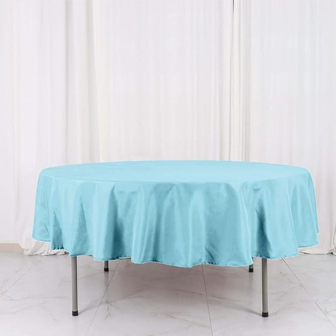 Efavormart Round Tablecloth, 90 Inch Stain & Wrinkle Resistant Washable Table Cloth, Decorative Polyester Fabric Table Cover for Banquet, Wedding, Dining- Light Blue