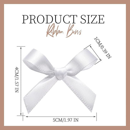 YGDZ 50 PCS Mini White Bows, Small Stain Ribbon White Bow for Crafts, Tiny Bows Decorations for Gift Wrapping, Wedding Party Favors, Cake, Balloons